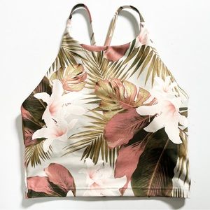 Old Navy Active Tropical Powersoft Longline High Neck Sports Bra S